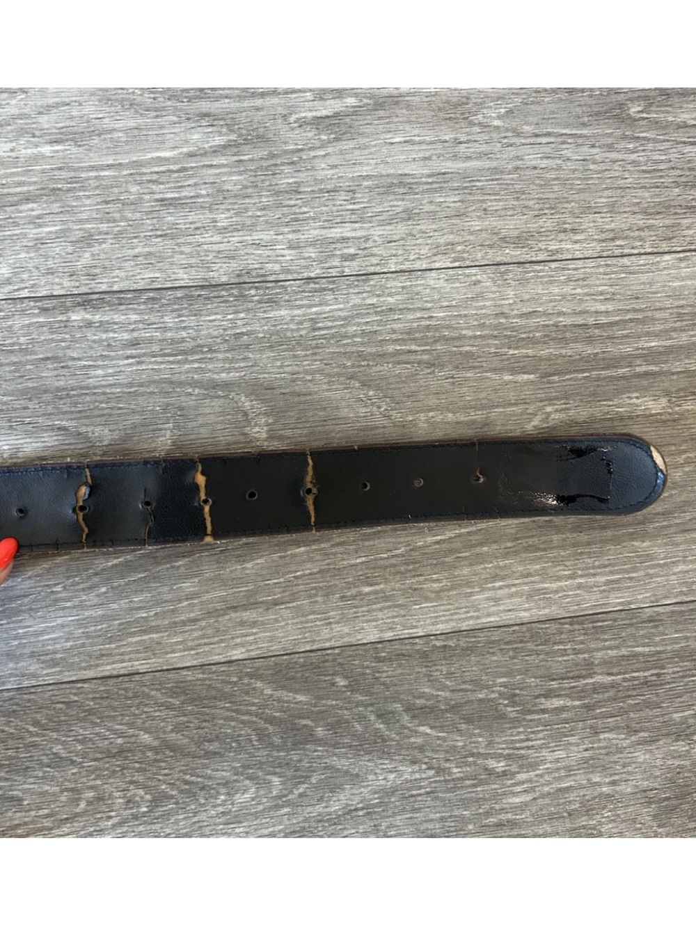 Vintage 80s Abstract Painted Leather Belt Gold Buckle USA M/L 38” - Picture 6 of 14